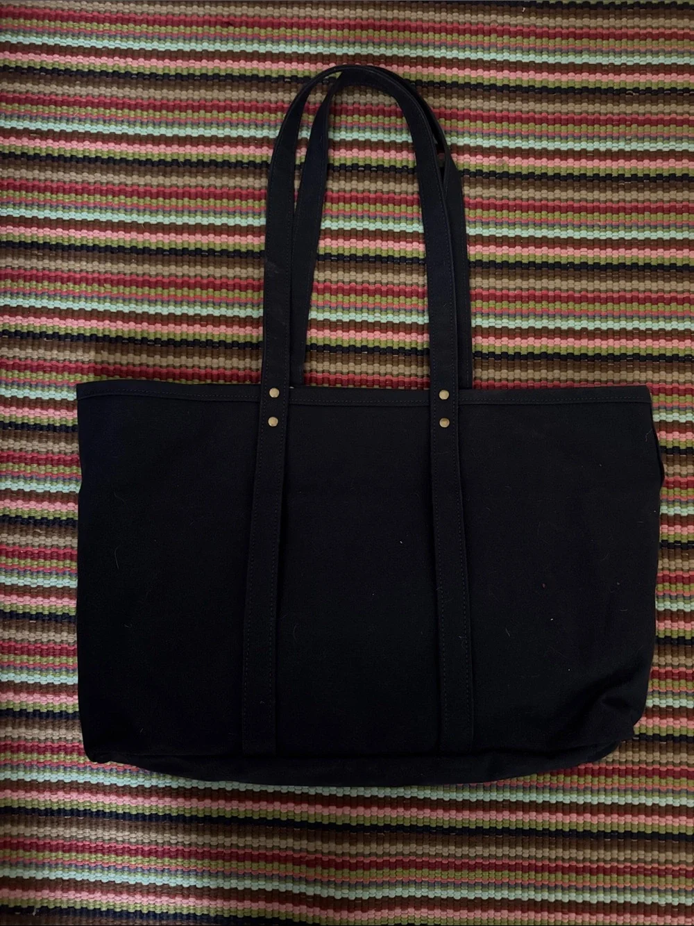 Navy Canvas Tote Bag with Long Straps
